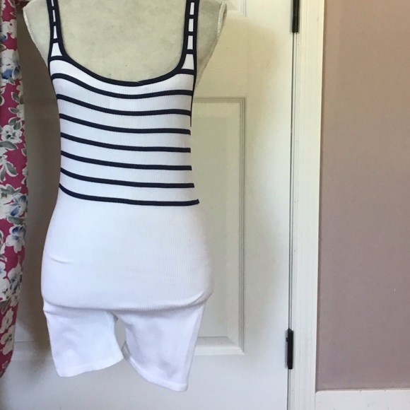 Women romper marine blue striped ideal as swimming suit or 2 be used as bodysuit - Picture 1 of 5